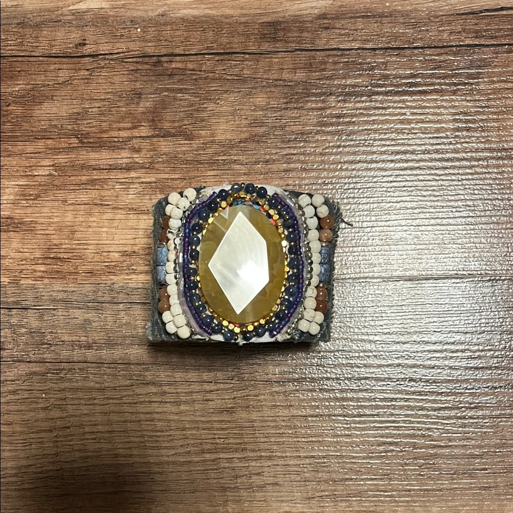 Handcrafted Gemstone Bracelet with Gold and Blue Accents